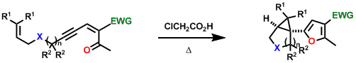 Abstract image for Synthesis of Cyclopropyl-Substituted Furans by Brønsted Acid Promoted Cascade Reactions