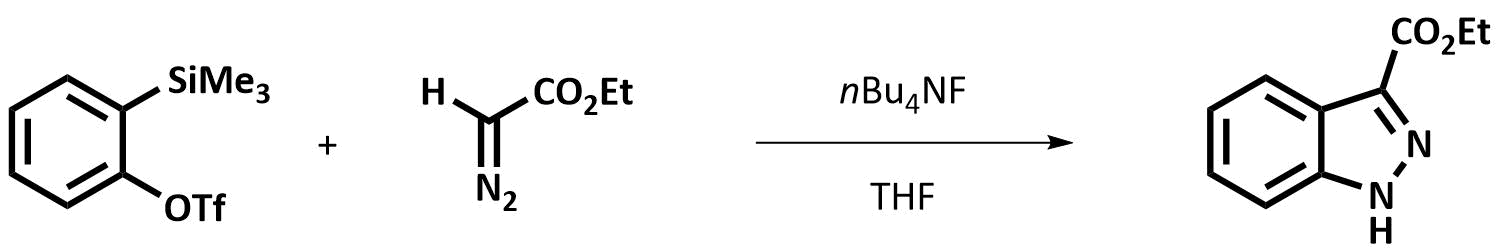 Abstract image for Synthesis of Substituted Indazoles via [3 + 2] Cycloaddition of Benzyne and Diazo Compounds